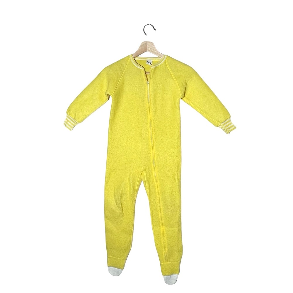 Vintage Riegel Kids Yellow Blanket Sleeper Footie Pajamas Size 6 Made in USA